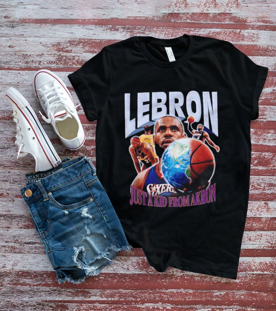 LeBron James Just A Kid From Akron Philadelphia 76ers T-Shirt