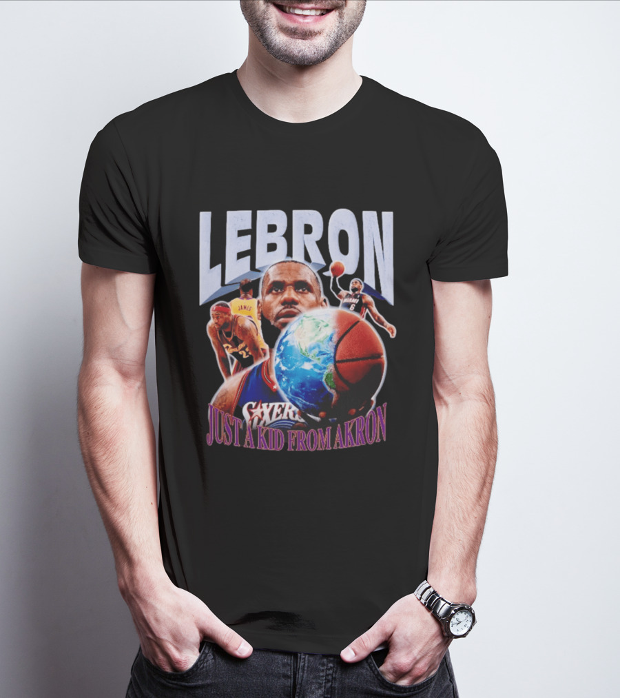 LeBron James Just A Kid From Akron Philadelphia 76ers T-Shirt