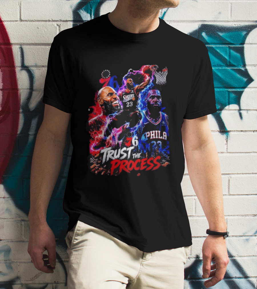 LeBron James Philadelphia 76ers 23 Trust The Process 76 Lightning Energy T-Shirt