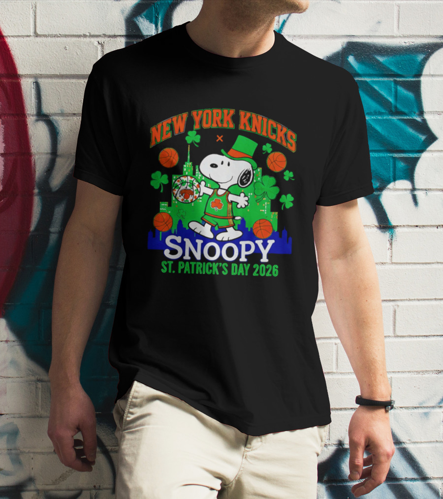 New York Knicks Snoopy St Patrick's Day 2026 Celebration T-Shirt