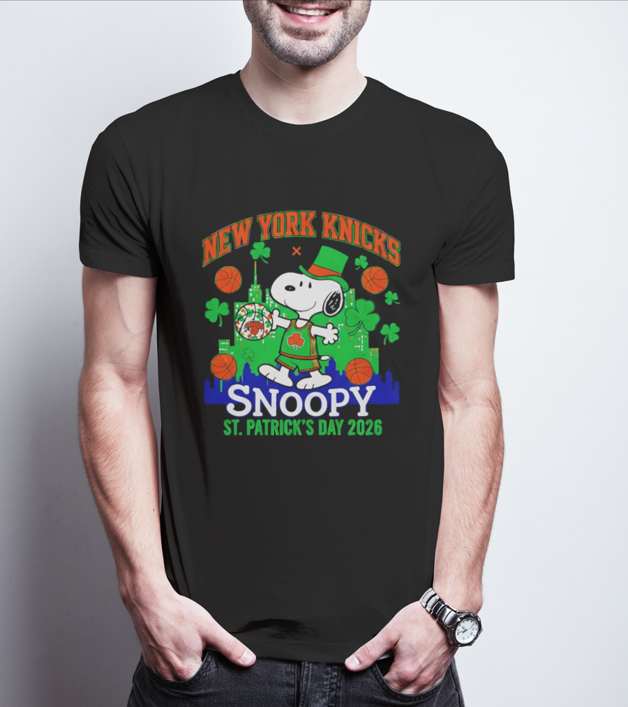 New York Knicks Snoopy St Patrick's Day 2026 Celebration T-Shirt