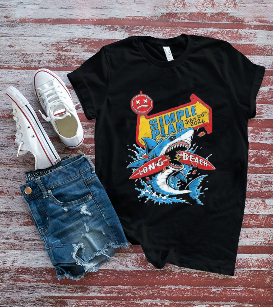 Simple Plan Shark Long Beach July 25 2026 T-Shirt