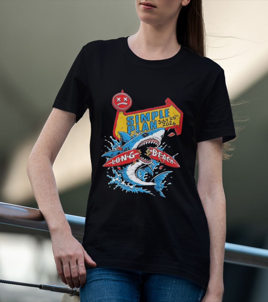 Simple Plan Shark Long Beach July 25 2026 T-Shirt