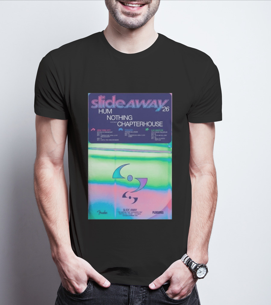 Slide Away 26 Tour Featuring Hum Nothing Chapterhouse May 2026 New York City Chicago Los Angeles T-Shirt