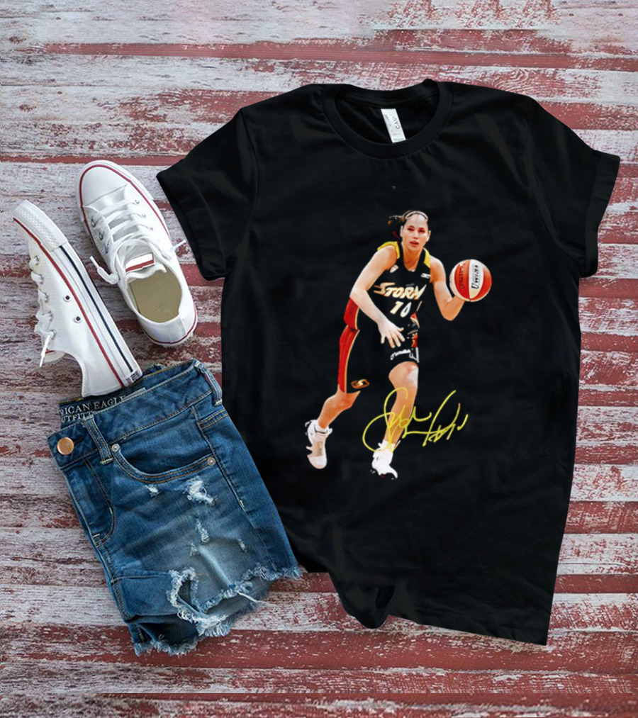 Sue Bird Autograph Seattle Storm Dribbling Basketball 10 T-Shirt