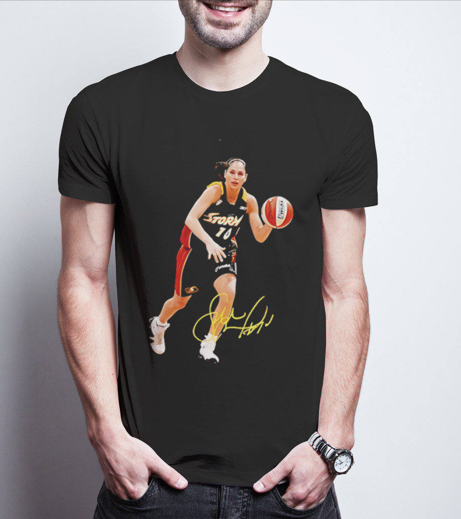 Sue Bird Autograph Seattle Storm Dribbling Basketball 10 T-Shirt