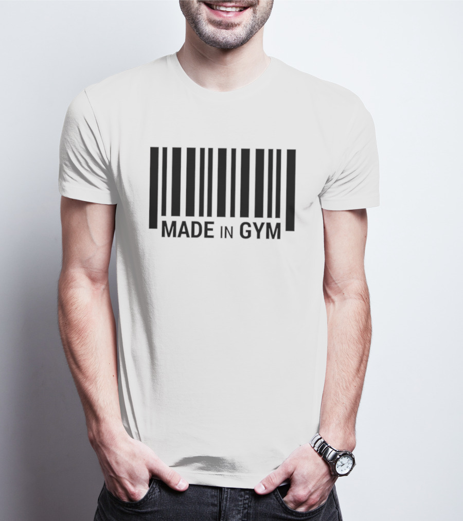 Barcode Made In Gym Fitness Motivational T-Shirt