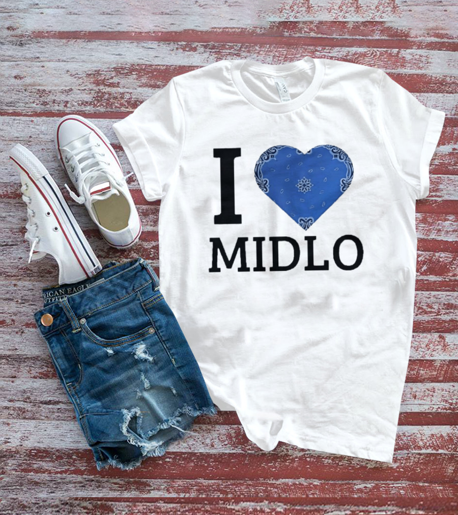 Midlo Love I Heart Blue Bandana T-Shirt
