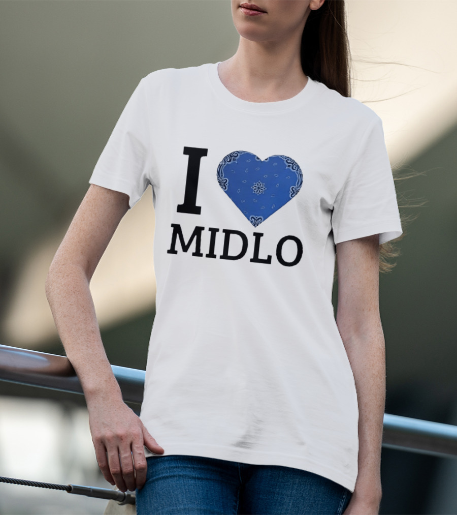 Midlo Love I Heart Blue Bandana T-Shirt