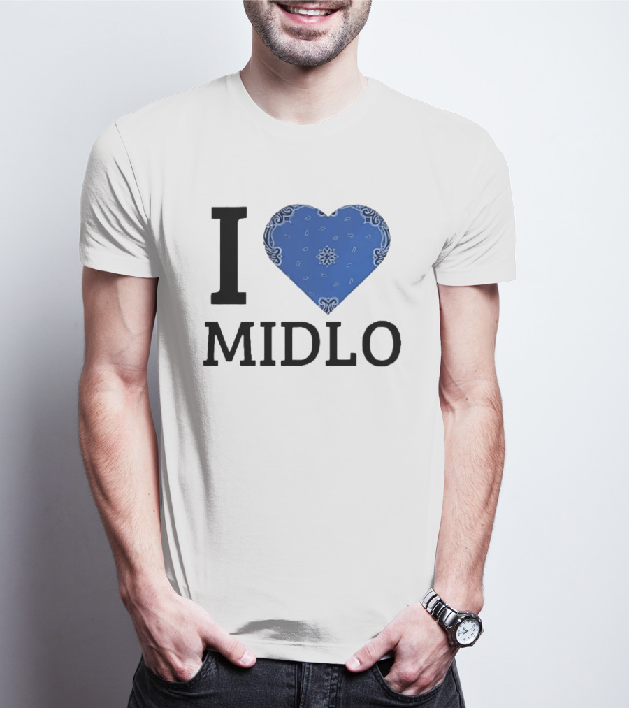 Midlo Love I Heart Blue Bandana T-Shirt