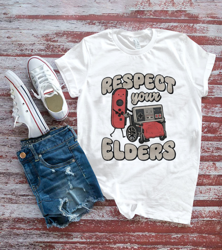 Respect Your Elders Retro Game Console Humor T-Shirt
