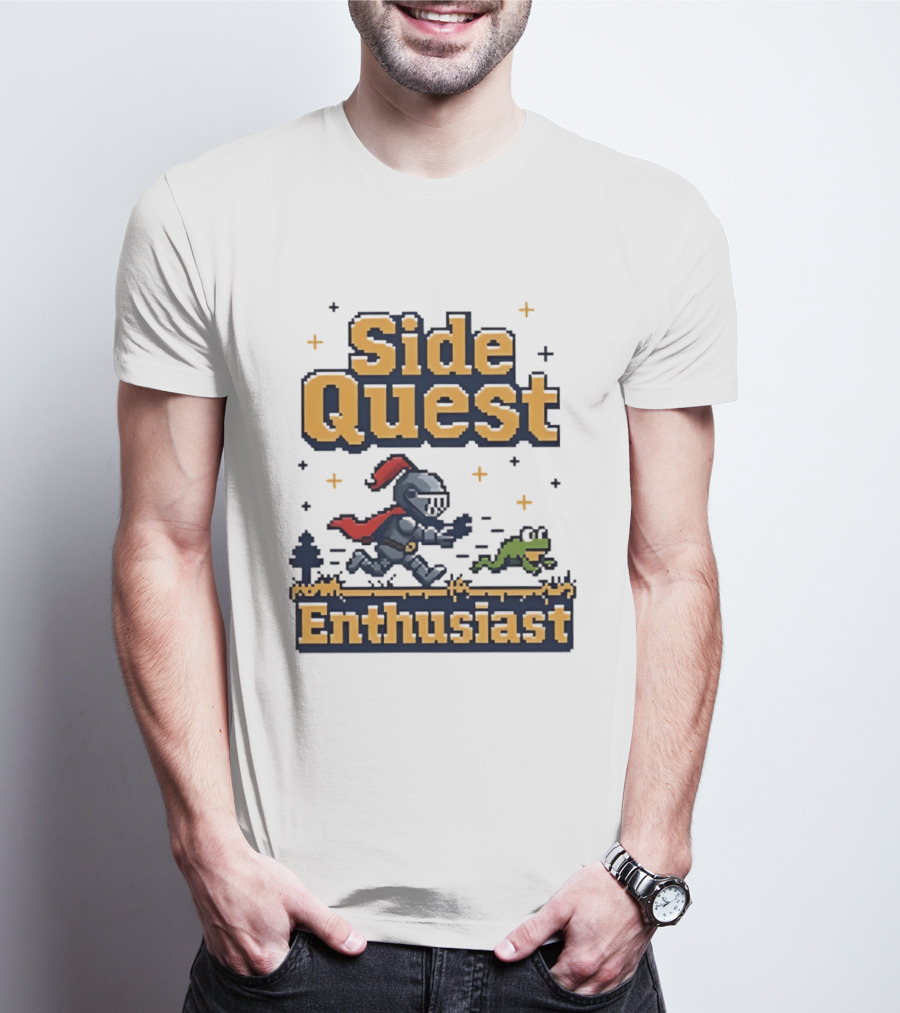Side Quest Enthusiast Knight Chasing Frog Adventure T-Shirt