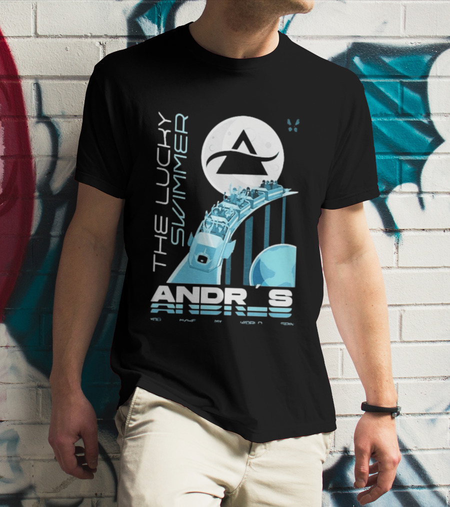 The Lucky Swimmer Andrés Roller Adventure Moon T-Shirt