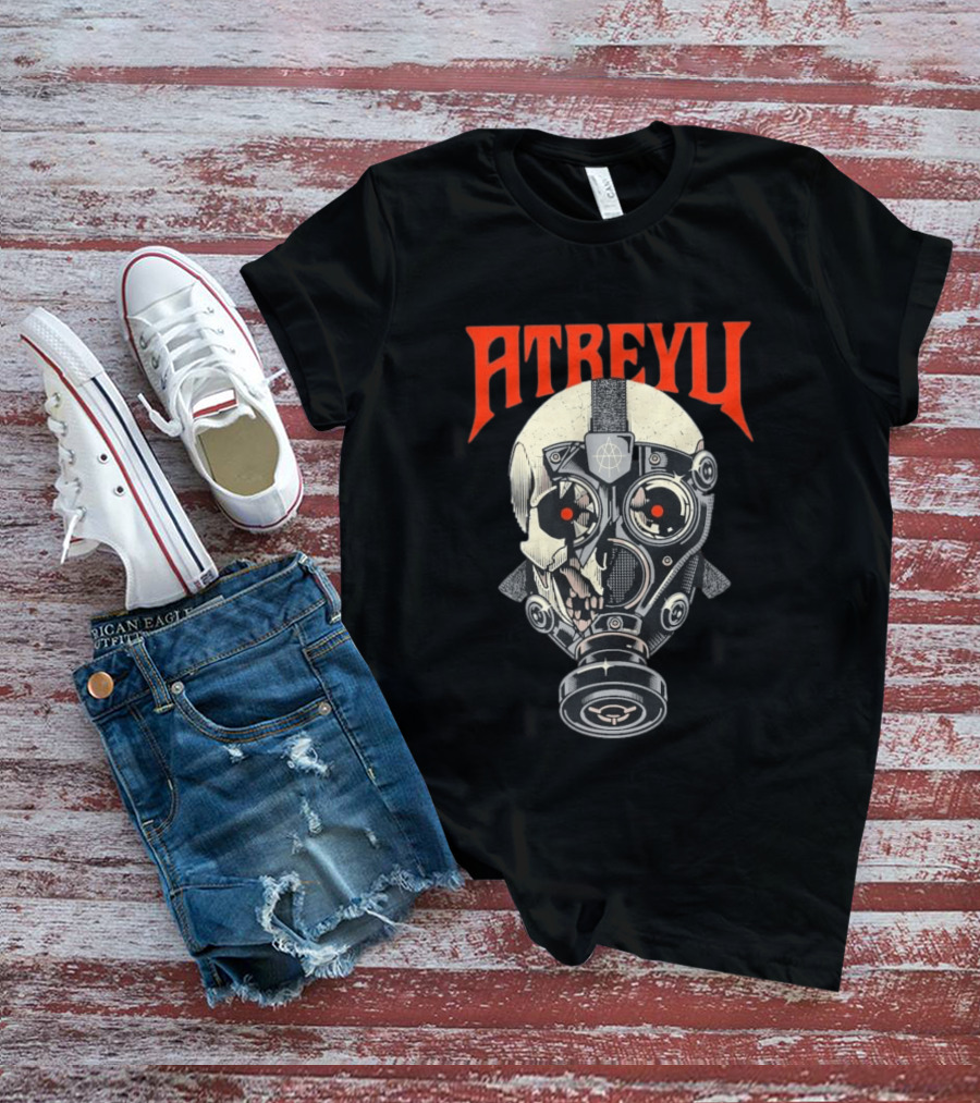 Atreyu Skull Gas Mask With Red Eyes T-Shirt