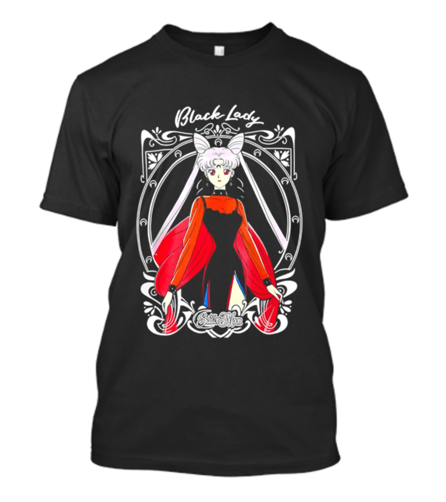 Black Lady Sailor Moon Anime Character Art Nouveau T-Shirt