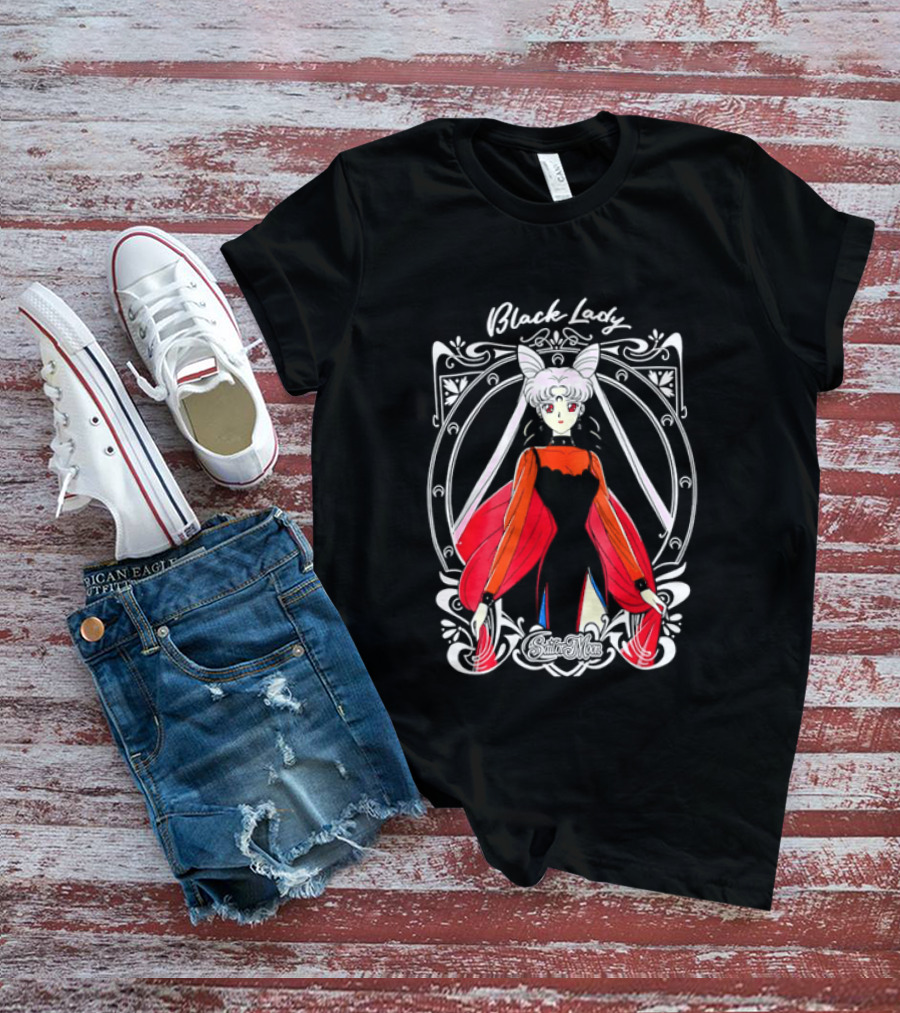 Black Lady Sailor Moon Anime Character Art Nouveau T-Shirt