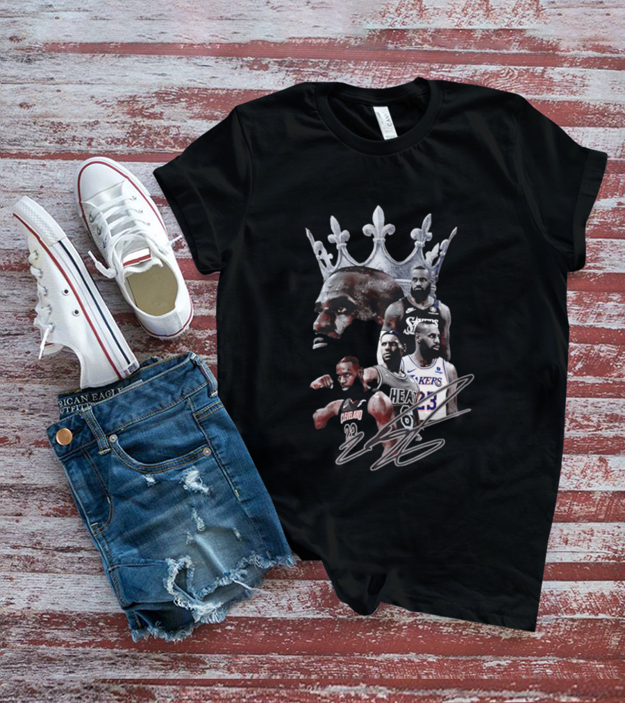 Lebron James Crown Collage Cleveland Miami Lakers Philadelphia 76ers T-Shirt