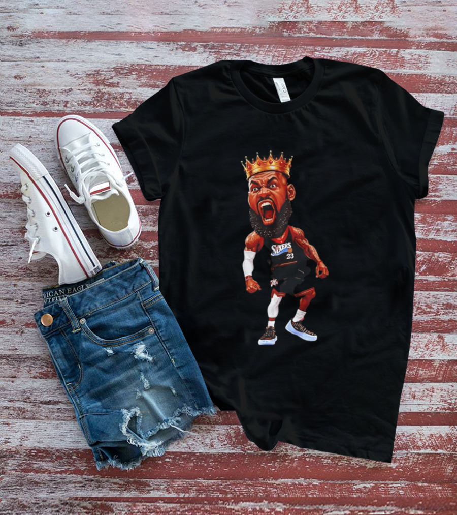 LeBron James Philadelphia 76ers King Caricature 23 Sixers T-Shirt