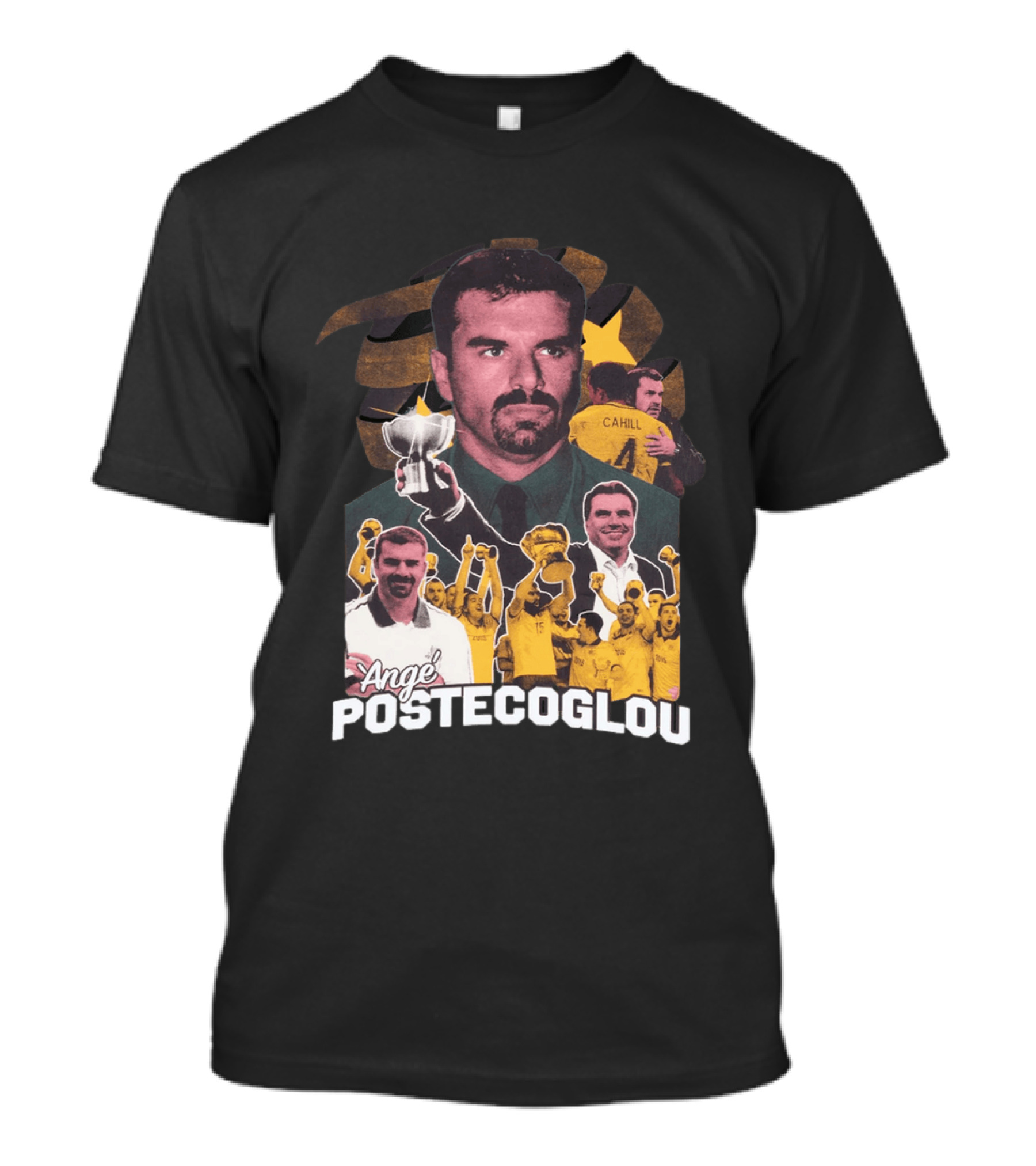 Ange Postecoglou Victory Celebration Collage Champions Cup Cahill T-Shirt