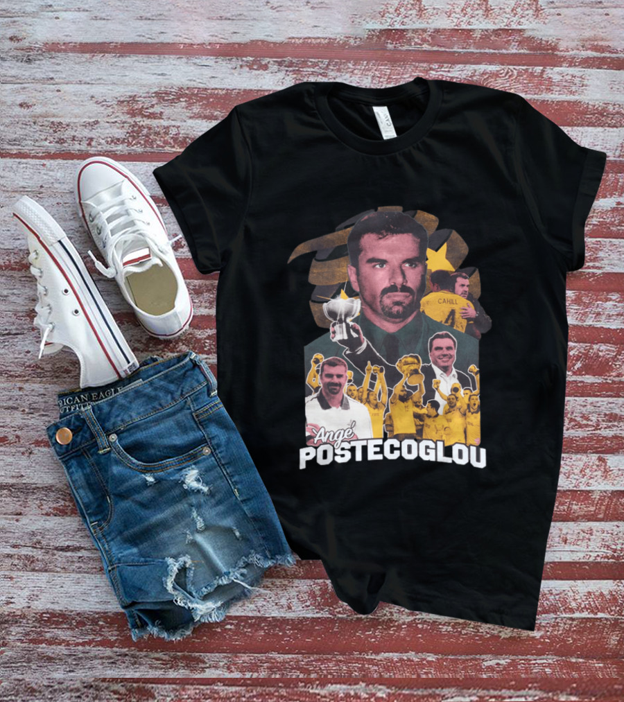 Ange Postecoglou Victory Celebration Collage Champions Cup Cahill T-Shirt
