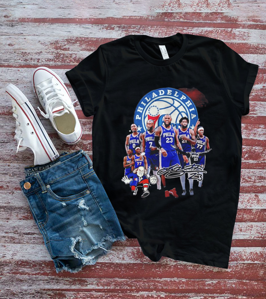 Philadelphia 76ers LeBron James 23 Phila Basketball Team Collage T-Shirt