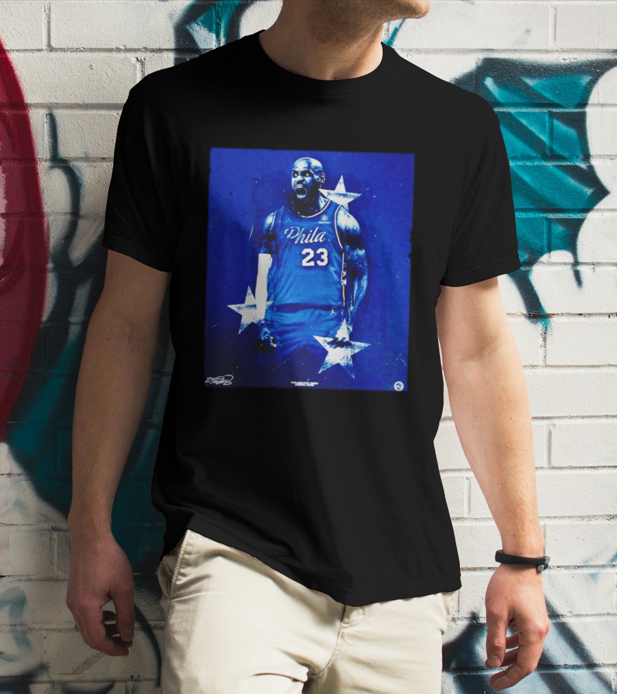 LeBron James Philadelphia 76ers Philly 23 Blue Stars T-Shirt
