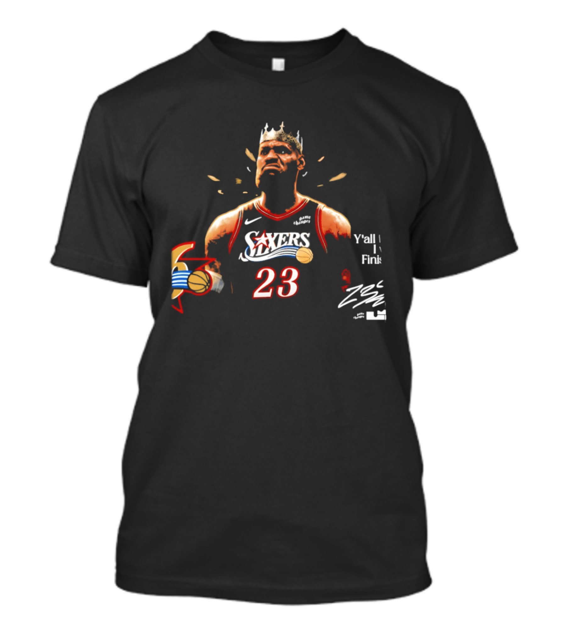 King LeBron James 23 Philadelphia 76ers Crossover Art NBA Basketball T-Shirt