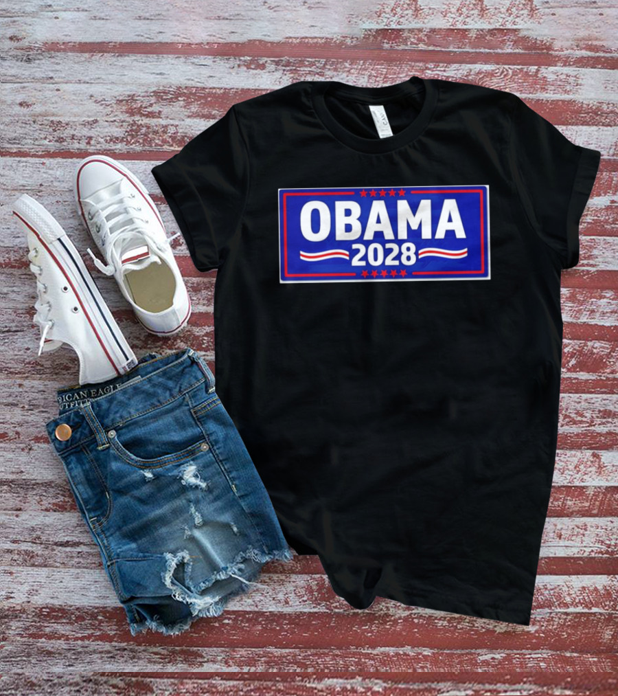 Obama 2028 Stars Stripes Political Campaign T-Shirt