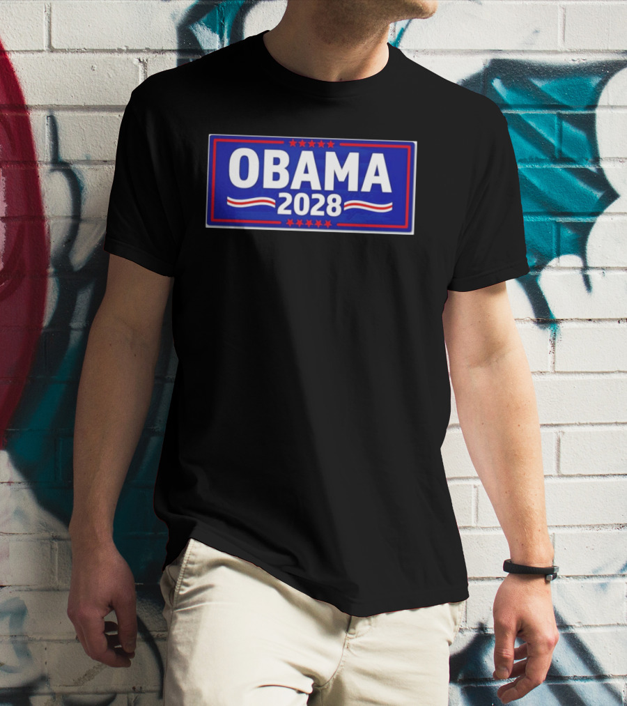 Obama 2028 Stars Stripes Political Campaign T-Shirt