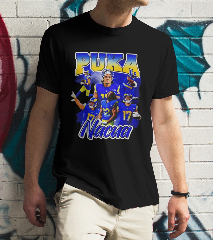 Puka Nacua Los Angeles Rams 17 Football Player Collage T-Shirt