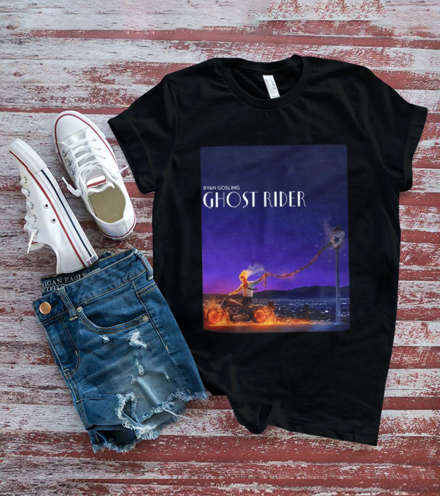 Ryan Gosling Ghost Rider Meets La La Land Lamppost Scene T-Shirt