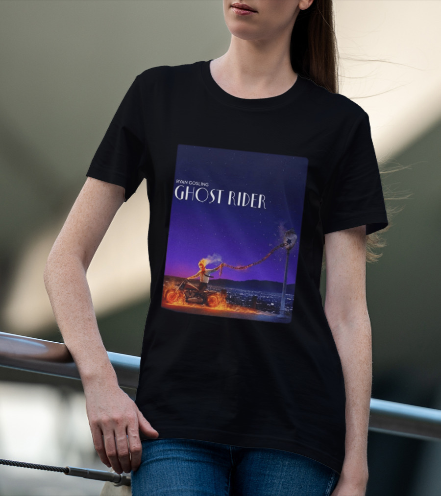 Ryan Gosling Ghost Rider Meets La La Land Lamppost Scene T-Shirt