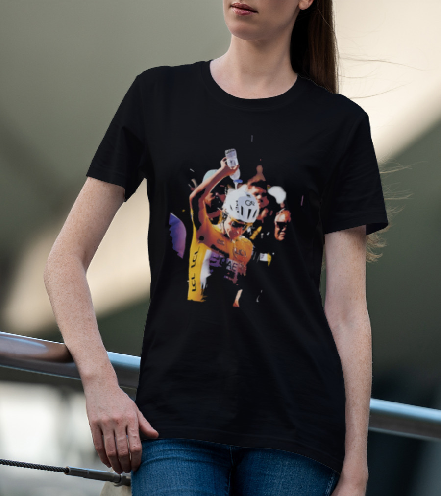 Tadej Pogačar Cooling Off With Water Bottle T-Shirt