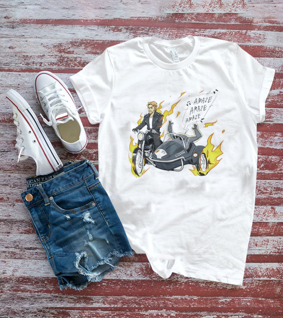 Amaze Amaze Amaze Ghost Rider Motorcycle Sidecar Flames T-Shirt