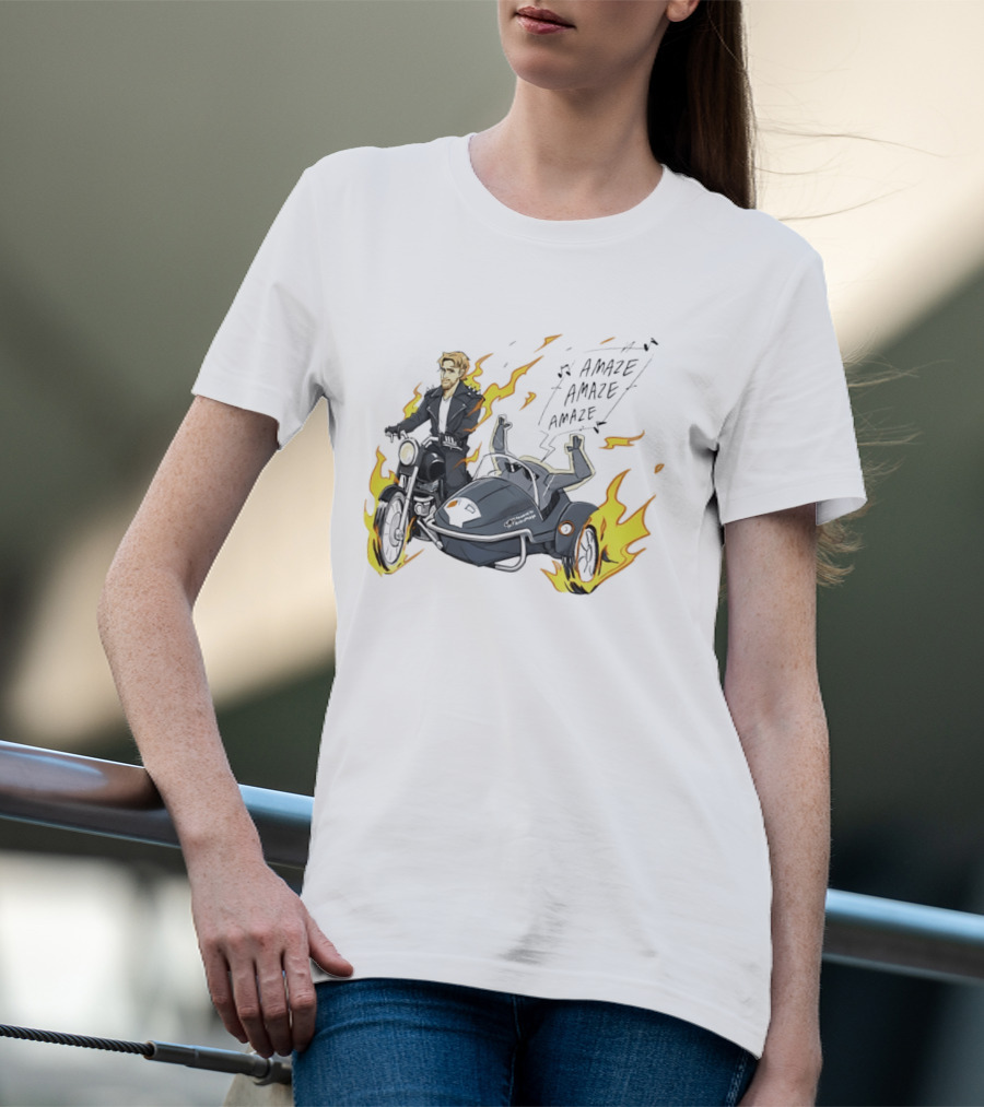 Amaze Amaze Amaze Ghost Rider Motorcycle Sidecar Flames T-Shirt