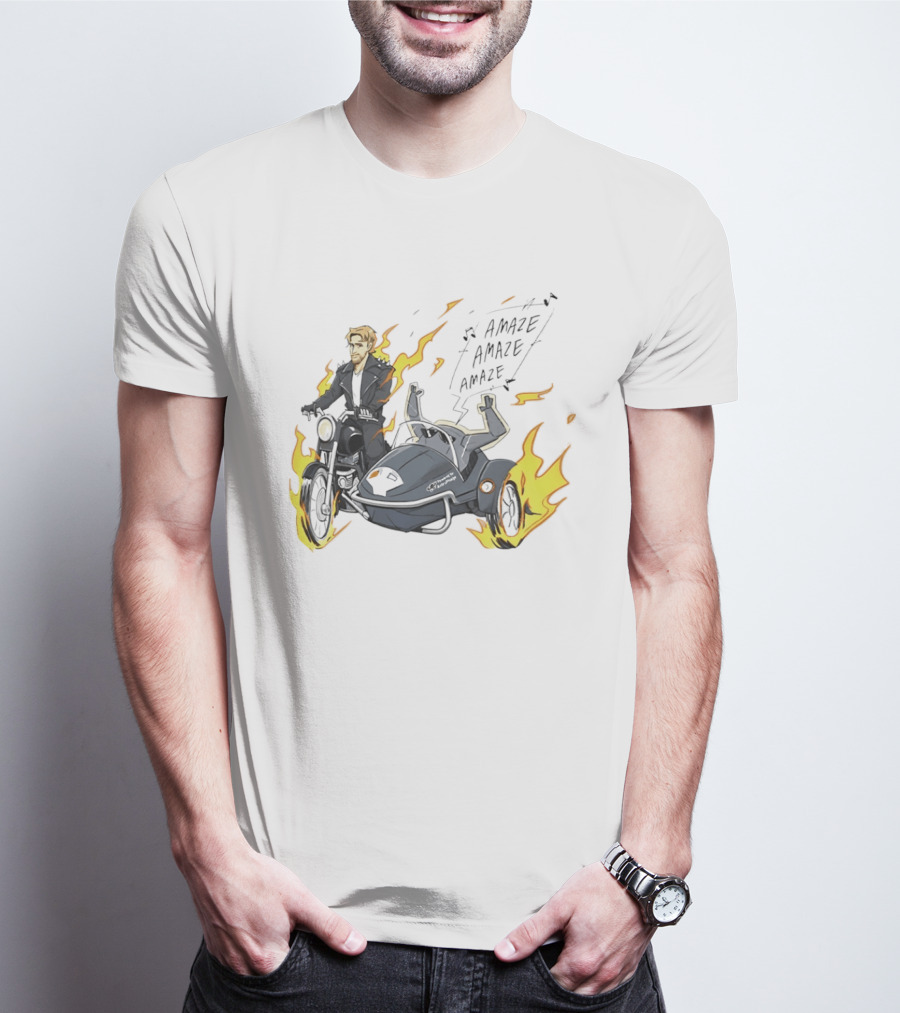 Amaze Amaze Amaze Ghost Rider Motorcycle Sidecar Flames T-Shirt