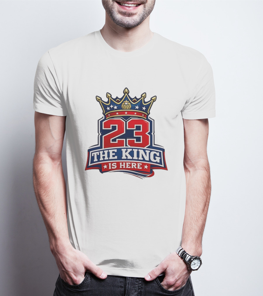 LeBron James 23 The King Is Here Crown Philadelphia 76ers NBA T-Shirt