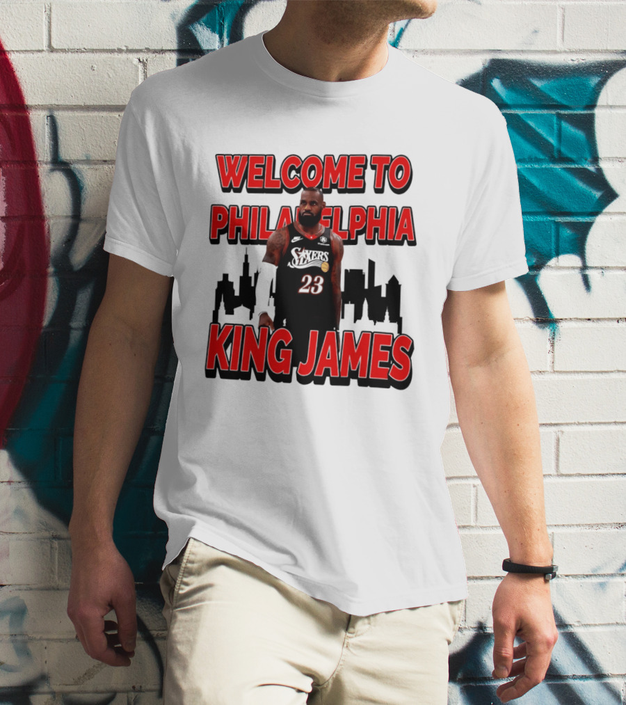 Philadelphia 76ers Welcome King James To Philadelphia Skyline T-Shirt