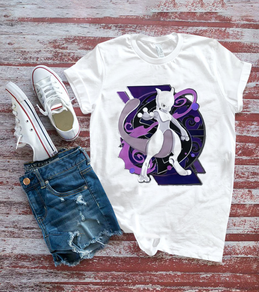 Pokemon Mewtwo Psychic Power Strike Dynamic Pose T-Shirt