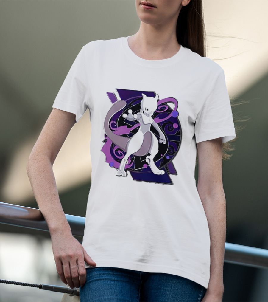Pokemon Mewtwo Psychic Power Strike Dynamic Pose T-Shirt