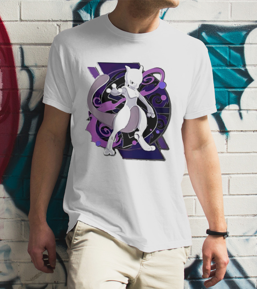 Pokemon Mewtwo Psychic Power Strike Dynamic Pose T-Shirt