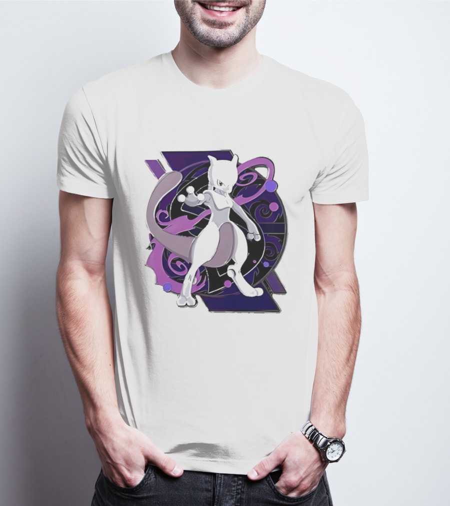 Pokemon Mewtwo Psychic Power Strike Dynamic Pose T-Shirt