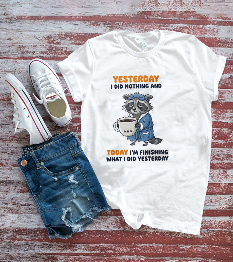 Yesterday I Did Nothing And Today Raccoon Finishing What I Did Yesterday T-Shirt