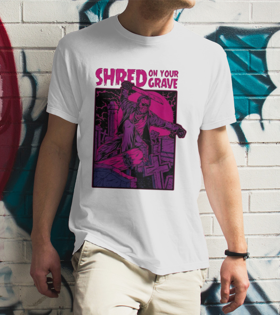 Shred On Your Grave Halloween Skateboarding Tombstones Horror T-Shirt