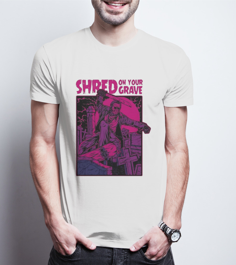 Shred On Your Grave Halloween Skateboarding Tombstones Horror T-Shirt