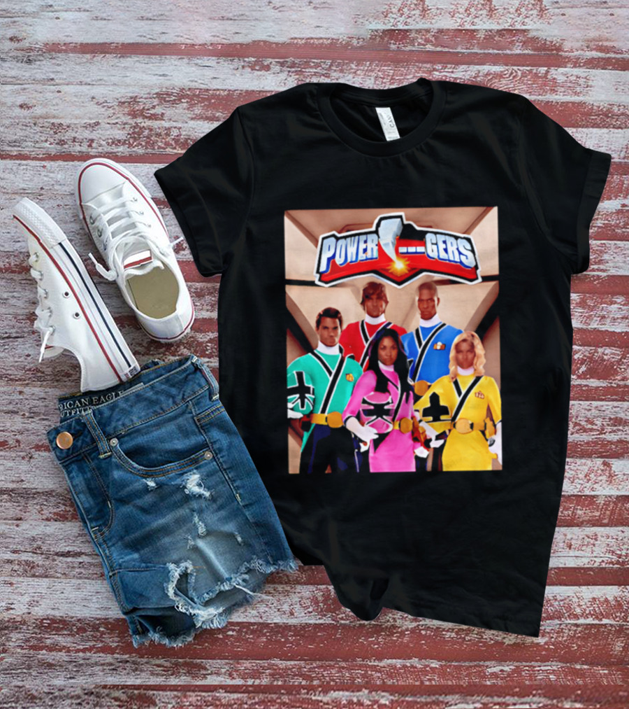 Power Rangers Samurai Team Red Green Pink Yellow Blue Characters T-Shirt