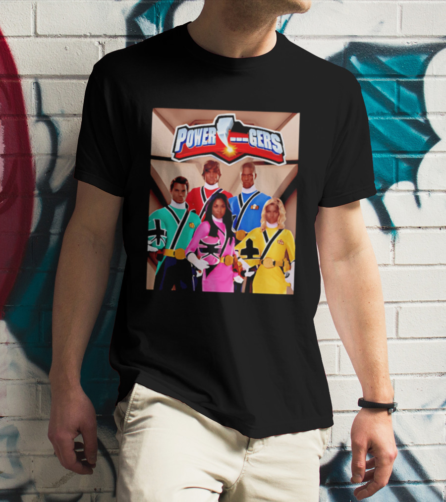 Power Rangers Samurai Team Red Green Pink Yellow Blue Characters T-Shirt