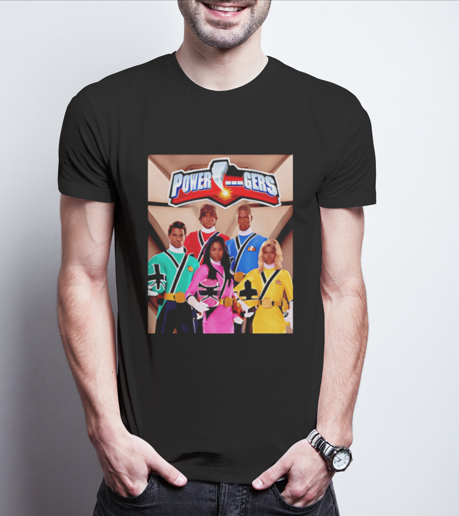 Power Rangers Samurai Team Red Green Pink Yellow Blue Characters T-Shirt