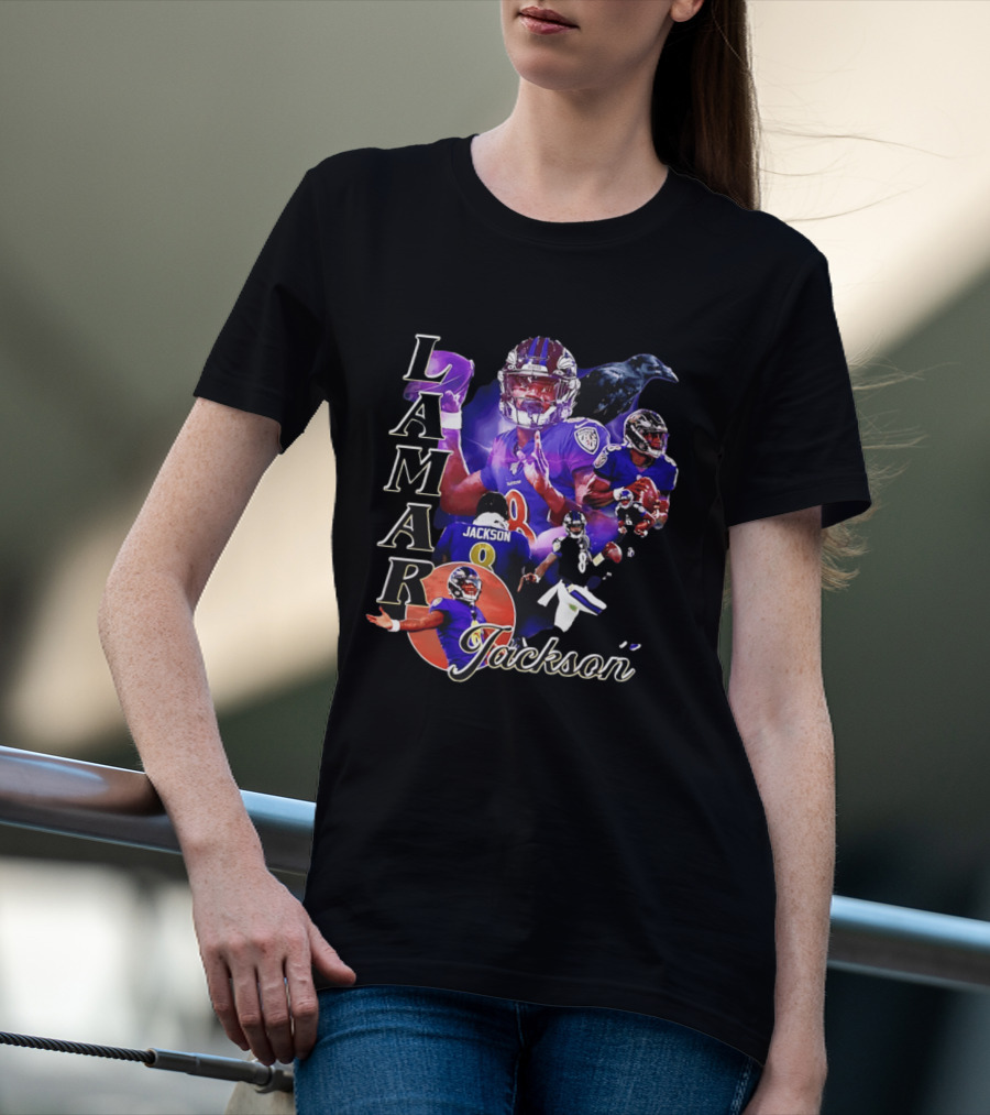 Lamar Jackson Baltimore Ravens Football Collage T-Shirt