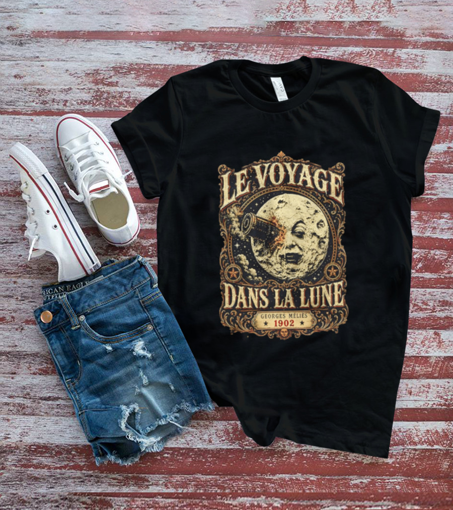 Le Voyage Dans La Lune Georges Méliès 1902 Vintage Space Adventure Moon Face T-Shirt
